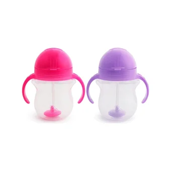 Munchkin Pipetli Akıtmaz Kulplu 6+ Ay 207 ml Alıştırma Bardağı Pembe-Mor