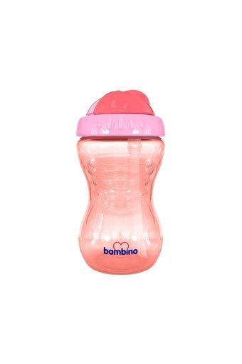 Bambino P6143 Pipetli Akıtmaz Kulpsuz 6+ Ay 300 ml Alıştırma Bardağı Kırmızı