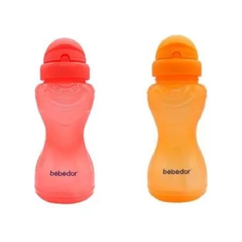 Bebedor Pipetli Akıtmaz Kulpsuz 6+ Ay 330 ml Alıştırma Bardağı Kırmızı-Turuncu
