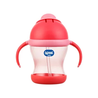 Wee Baby Pipetli Akıtmaz Kulplu 6+ Ay 200 ml Alıştırma Bardağı Pembe