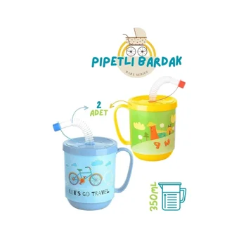 Transformacion Pipetli Kulpsuz 350 ml Alıştırma Bardağı Mavi-Sarı