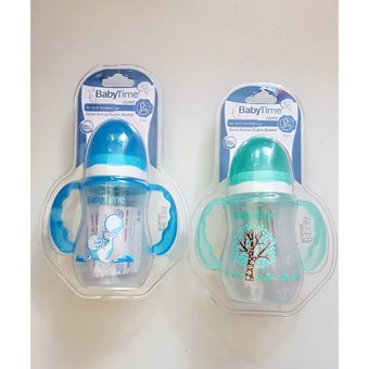 Baby Time Pipetli Akıtmaz Kulplu 150 ml Alıştırma Bardağı Turuncu
