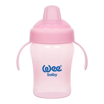 Wee Baby 775 Akıtmaz Kulplu 240 ml Alıştırma Bardağı Pembe