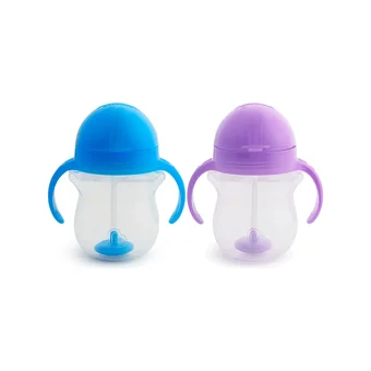 Munchkin Pipetli Akıtmaz Kulplu 6+ Ay 207 ml Alıştırma Bardağı Mavi-Mor