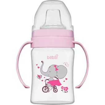 Bebsi Akıtmaz Kulplu 150 ml Alıştırma Bardağı Pembe
