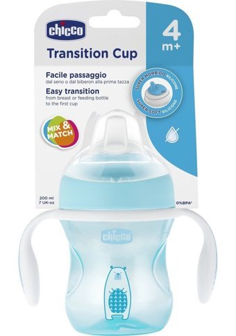 Chicco Akıtmaz Kulplu 4+ Ay 200 ml Alıştırma Bardağı Mavi