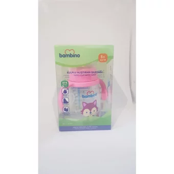 Bambino P6259 Akıtmaz Kulplu 6+ Ay 250 ml Alıştırma Bardağı Pembe