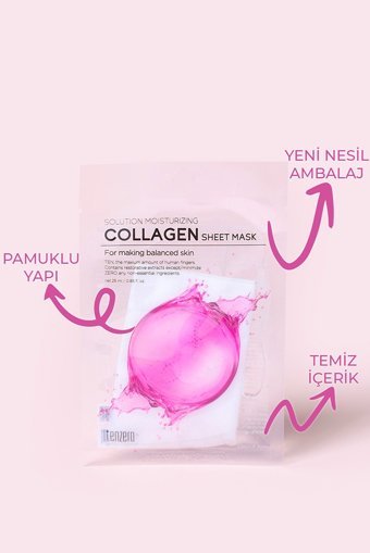 Tenzero Yaşlanma Karşıtı Nemlendirici Ve Dengeleyici Kolajen Şeffaf Pamuk Nemlendiricili Kağıt Yüz Maskesi 10x25 ml