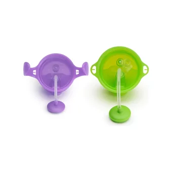 Munchkin Pipetli Akıtmaz Kulplu-Kulpsuz 6+ Ay 207 ml Alıştırma Bardağı Mor-Yeşil