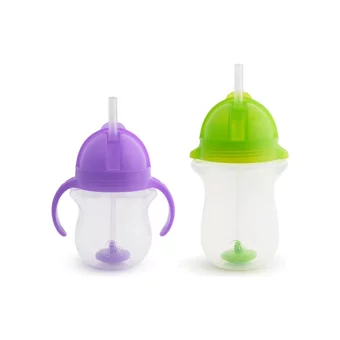 Munchkin Pipetli Akıtmaz Kulplu-Kulpsuz 6+ Ay 207 ml Alıştırma Bardağı Mor-Yeşil