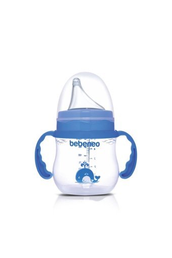 Bebeneo Akıtmaz Kulplu 6+ Ay 150 ml Alıştırma Bardağı Mavi