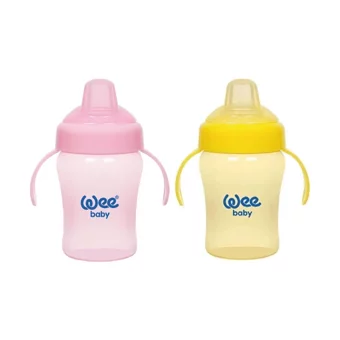 Wee Baby Akıtmaz Kulplu 6+ Ay 240 ml Alıştırma Bardağı Sarı-Pembe