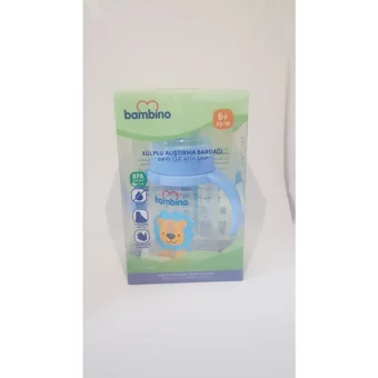 Bambino P6259 Akıtmaz Kulplu 6+ Ay 250 ml Alıştırma Bardağı Mavi