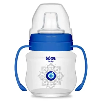 Wee Baby Akıtmaz Kulplu 6+ Ay 125 ml Alıştırma Bardağı Mavi
