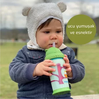 Bebedor Pipetli Akıtmaz Kulpsuz Alıştırma Bardağı Yeşil