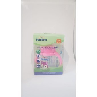 Bambino Akıtmaz Kulplu 6+ Ay 180 ml Alıştırma Bardağı Pembe