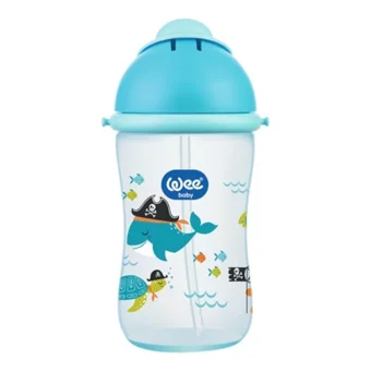 Wee Baby AY-WEE171 Pipetli Akıtmaz Kulpsuz 6+ Ay 380 ml Alıştırma Bardağı Mavi