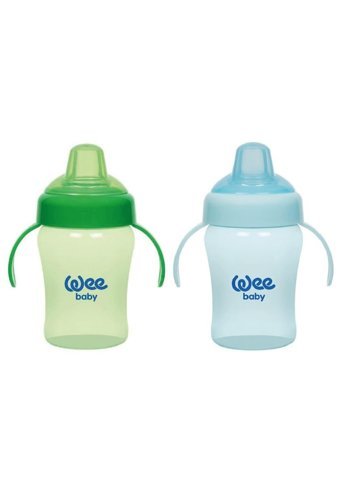 Wee Baby Akıtmaz Kulplu 6+ Ay 240 ml Alıştırma Bardağı Mavi