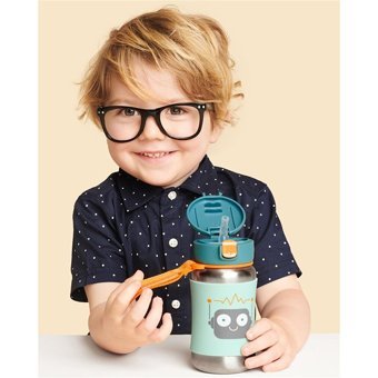 Skip Hop Robot Pipetli Kulpsuz 12+ Ay 350 ml Alıştırma Bardağı Mavi