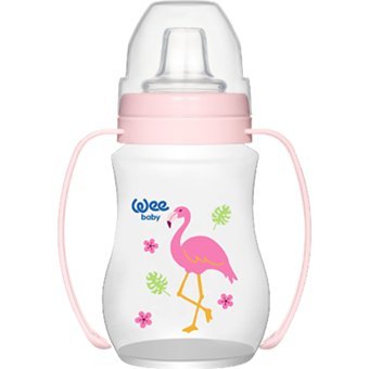 Wee Baby 754 Pipetli Akıtmaz Kulplu 6+ Ay 250 ml Alıştırma Bardağı Pembe