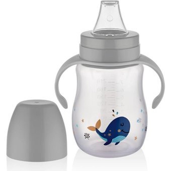 Baby Jem Akıtmaz Kulplu 6+ Ay 250 ml Alıştırma Bardağı Gri