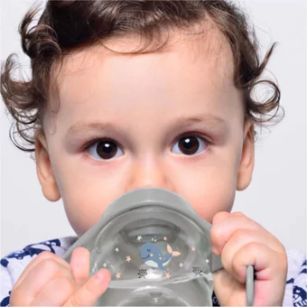 Baby Jem Akıtmaz Kulplu 6+ Ay 250 ml Alıştırma Bardağı Gri