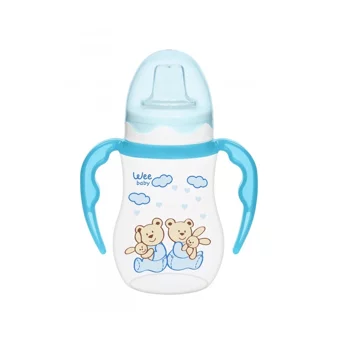 Wee Baby 754 Akıtmaz Kulplu 6+ Ay 250 ml Alıştırma Bardağı Mavi