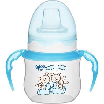 Wee Baby Akıtmaz Kulplu 125 ml Alıştırma Bardağı Mavi