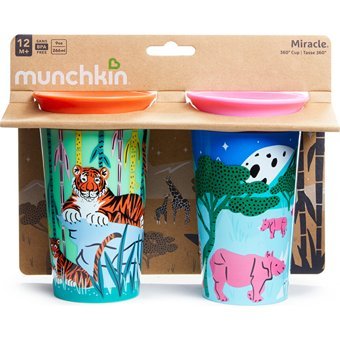 Munchkin Akıtmaz Kulpsuz 12+ Ay 266 ml Alıştırma Bardağı Turuncu-Pembe