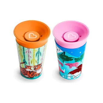 Munchkin Akıtmaz Kulpsuz 12+ Ay 266 ml Alıştırma Bardağı Turuncu-Pembe