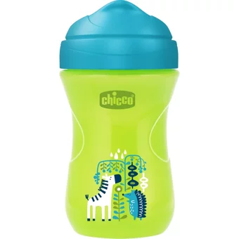 Chicco Akıtmaz Kulpsuz 12+ Ay 266 ml Alıştırma Bardağı Mavi-Yeşil