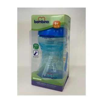 Bambino P6143 Pipetli Akıtmaz Kulpsuz 6+ Ay 300 ml Alıştırma Bardağı Mavi
