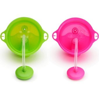 Mycey Pipetli Akıtmaz Kulpsuz 9+ Ay 200 ml Alıştırma Bardağı Pembe-Yeşil