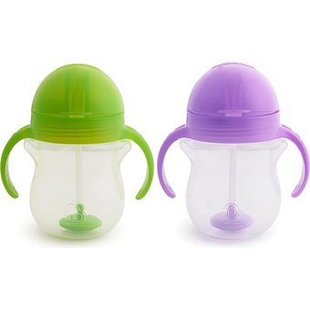 Munchkin Pipetli Akıtmaz Kulplu 6+ Ay 207 ml Alıştırma Bardağı Yeşil-Mor