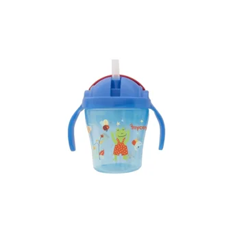Mycey Pipetli Akıtmaz Kulplu 9+ Ay 200 ml Alıştırma Bardağı Mavi