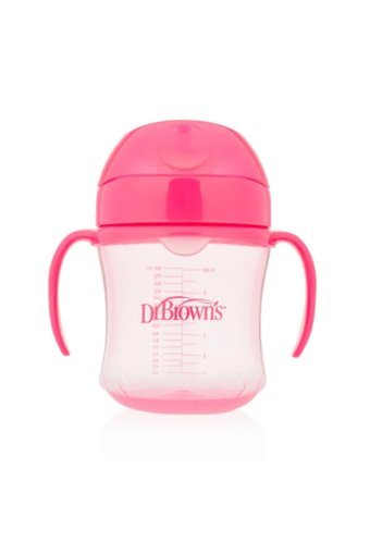 Dr.Browns Akıtmaz Kulplu 6+ Ay 180 ml Alıştırma Bardağı Pembe