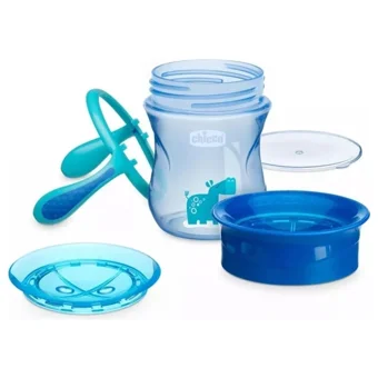 Chicco Pipetli Akıtmaz Kulpsuz 12+ Ay 200 ml Alıştırma Bardağı Mavi
