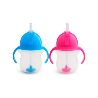 Munchkin Pipetli Akıtmaz Kulplu 6+ Ay Alıştırma Bardağı Mavi-Pembe