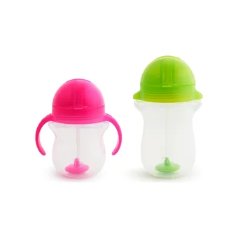 Munchkin Pipetli Akıtmaz Kulplu-Kulpsuz 6+ Ay 207 ml Alıştırma Bardağı Yeşil-Pembe