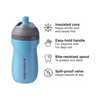 Tommee Tippee Pipetli Kulpsuz 12+ Ay 195 ml Alıştırma Bardağı Mavi-Turuncu