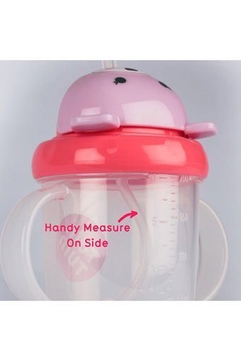 Tum Tum Pipetli Akıtmaz Kulplu 6+ Ay 200 ml Alıştırma Bardağı Pembe