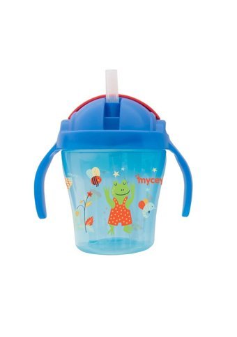 Mycey Pipetli Akıtmaz Kulplu 9+ Ay 200 ml Alıştırma Bardağı Sarı