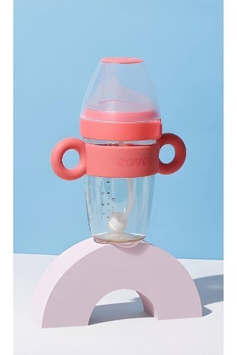 Rovco N1041 Akıtmaz Kulplu 6+ Ay 240 ml Alıştırma Bardağı Kırmızı