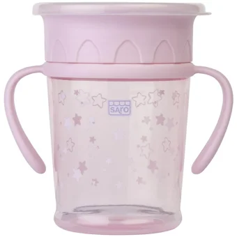 Saro Akıtmaz Kulplu 18+ Ay 207 ml Alıştırma Bardağı Pembe