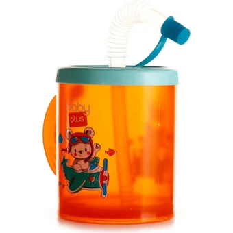 Baby Plus Pipetli Kulplu 210 ml Alıştırma Bardağı Turuncu