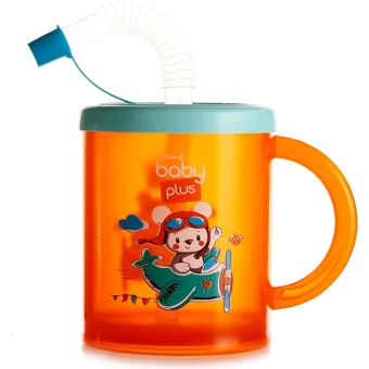 Baby Plus Pipetli Kulplu 210 ml Alıştırma Bardağı Turuncu