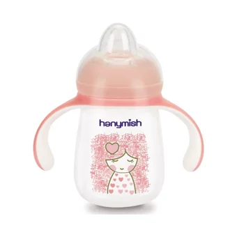 Hanymish Akıtmaz Kulplu 6+ Ay 260 ml Alıştırma Bardağı Pembe