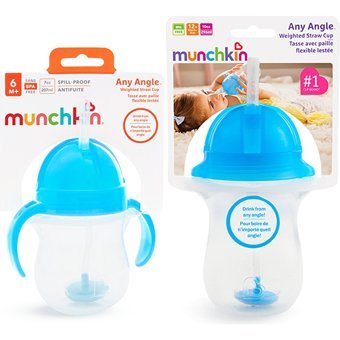 Munchkin Pipetli Akıtmaz Kulplu-Kulpsuz 6+ Ay 207 ml Alıştırma Bardağı Mavi