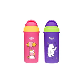 Wee Baby Pipetli Akıtmaz Kulpsuz 6+ Ay 300 ml Alıştırma Bardağı Pembe-Mor