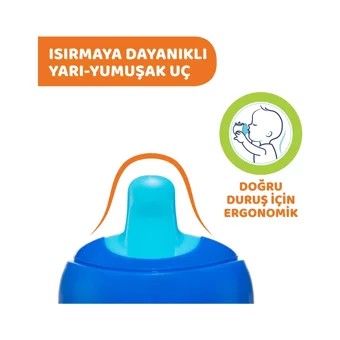 Chicco Akıtmaz Kulplu 6+ Ay 200 ml Alıştırma Bardağı Yeşil-Turuncu